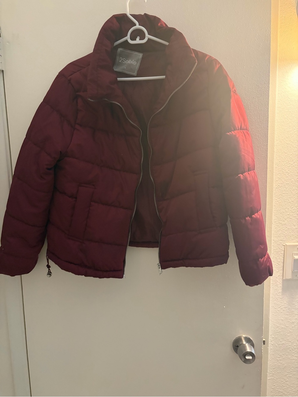 Vici Women's Burgundy Quilted Puffer Jacket